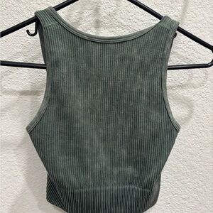 Ribbed Olive Green Tank Top - Women